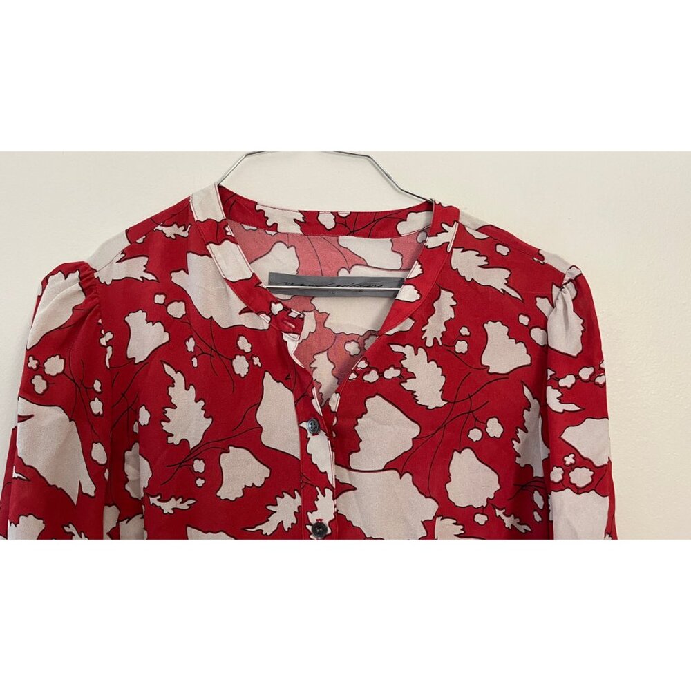 RAQUEL ALLEGRA RED LEAF PRINT DRESS S - Picture 2 of 8